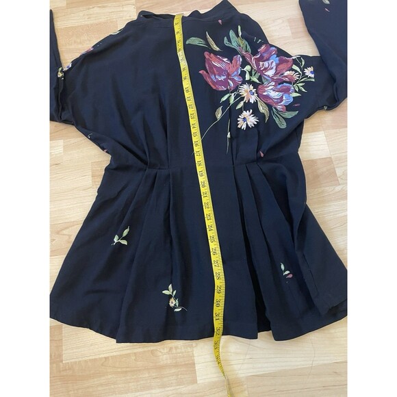 Free People Gemma Black Floral Mini Dress Size Medium - Picture 10 of 11